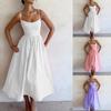 Summer Women's Dress Vintage Elegant Sleeveless Camisole Slim Pleated Sundress Loose Host A Performance Party Long Dress