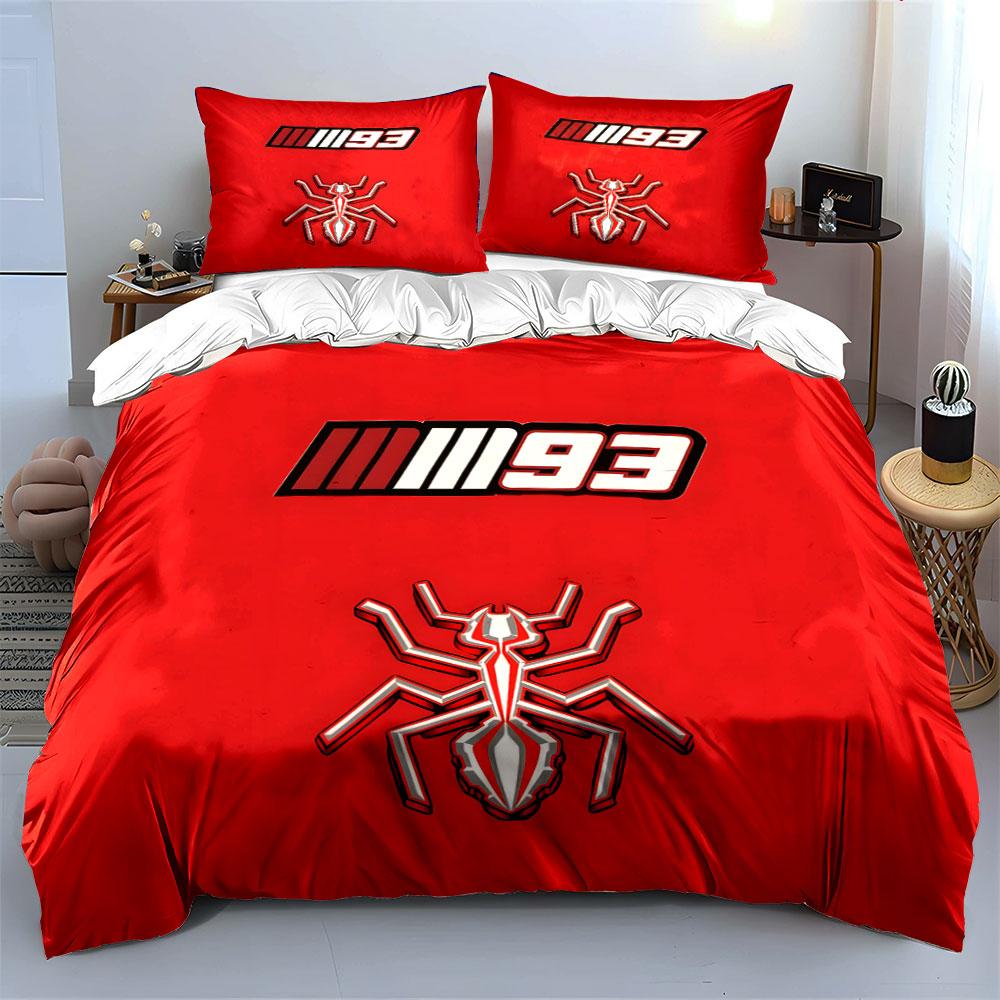 Red background ant and number 93 Bedding Set for Kids Luxury Gift 3pcs Digital Print Comforter Set Soft Comfortable Breathable