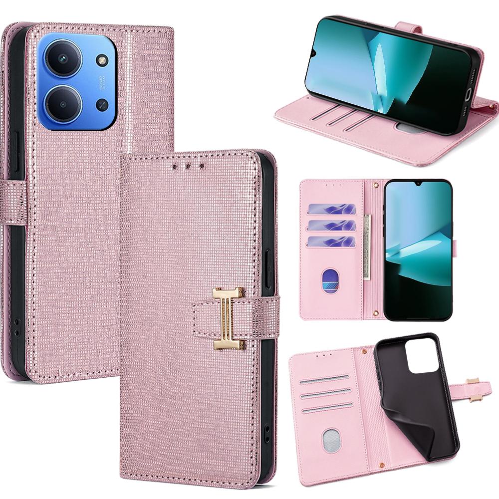 For Xiaomi Redmi 15C 4G (Global) (171mm)/Poco C85 4G (171mm) Case Metal I-Buckle PU Leather Wallet Phone Cover