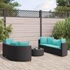 VidaXL Garden Furniture 7 Pcs with Cushions Black Wicker, Outdoor Sofa Set, Garden Corner Sofa, 3308436