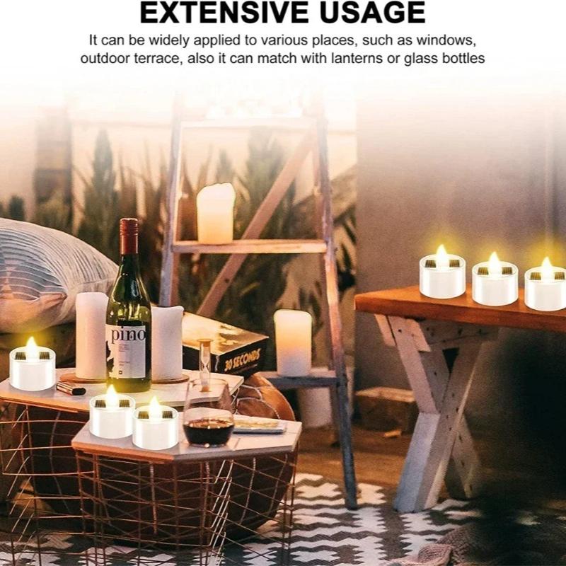 1-72 шт. Светодиодные беспламенные свечи на солнечной батарее, водонепроницаемые уличные фонари для украшения Хэллоуина, садовой вечеринки, освещения дорожек