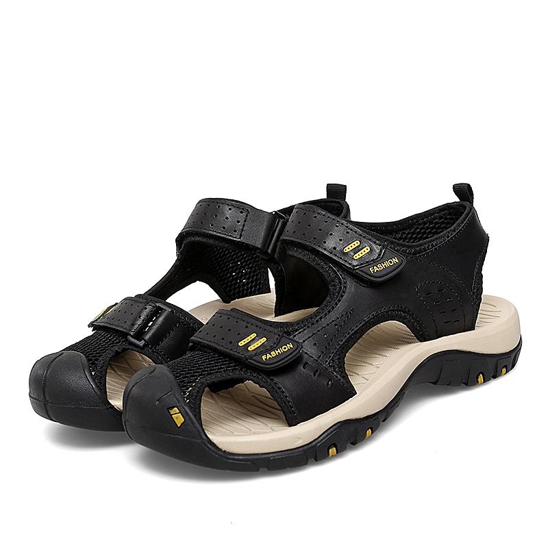 2024 Новые классические кожаные мужские туфли, летние новые мужские сандалии большого размера, мужские модные пляжные сандалии, повседневная мужская обувь для отдыха на природе