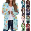 Women's Lightweight Long Sleeve Open Front Cardigans Long Sleeve Lightweight Vintage Printed Coat With Pockets