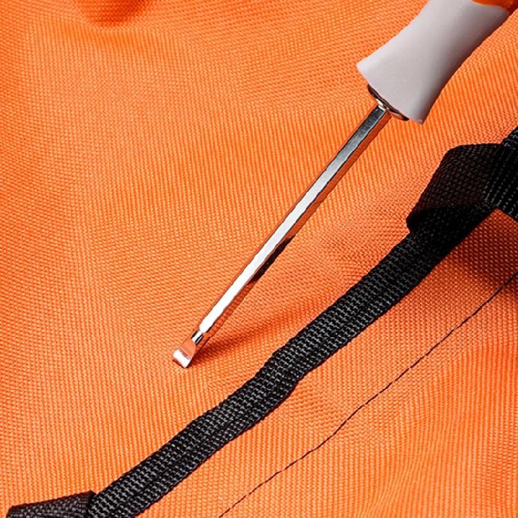 Ladder Side Tool Pouch with Secure Webbing Closures, Fabric Multi Pocket Utility Bag for Small Repair Gear, Home Projects, and Elevated Work