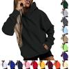 Женские свободные толстовки с длинными рукавами, блузки, повседневные модные однотонные пуловеры, толстовки с капюшоном, топ с карманом
