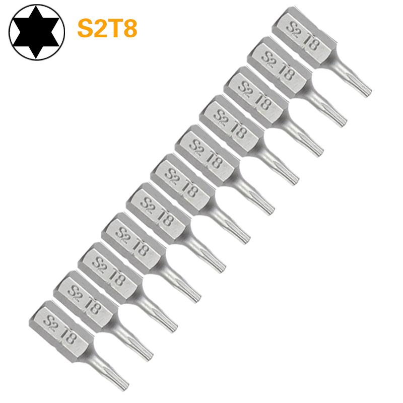 1 Inch T6 T7 T8 T9 T10 T15 Torx Screwdriver Bit Set S2 Steel 1/4 Inch 6.35mm Hex Shank Electric Screwdriver Bits For Power Tools