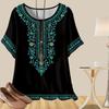 Women's Casual Loose Spring Shirt Women's Short Sleeve Famous Ethnic Style Printed Tops
