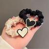Корейское черное кольцо для волос в форме сердца, имитирующее толстую кишку - Стильный высокоэластичный аксессуар для волос для пучка