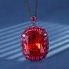 Jewelry Copper Bottom Gold-Plated Simulation Treasure Red Corundum Pendant Necklace Stone 20 * 28