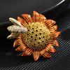 Fashion Sunflower Beating Bee Zircon Brooch Creative Personality Activity Flower Brooch Women'S