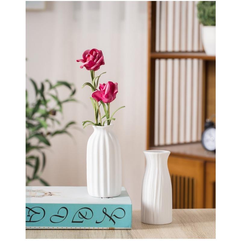 Plain-fired Matte White Ceramic Flower Arrangement Small Vase Creative and Simple Living Room Home Dried Flower Ornament