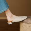 Fashion Muller Slippers Women Pumps Square Toe Genuine Leather Slippers Spring Summer Concise Casual Working Shoes Woman Ladies Shoes