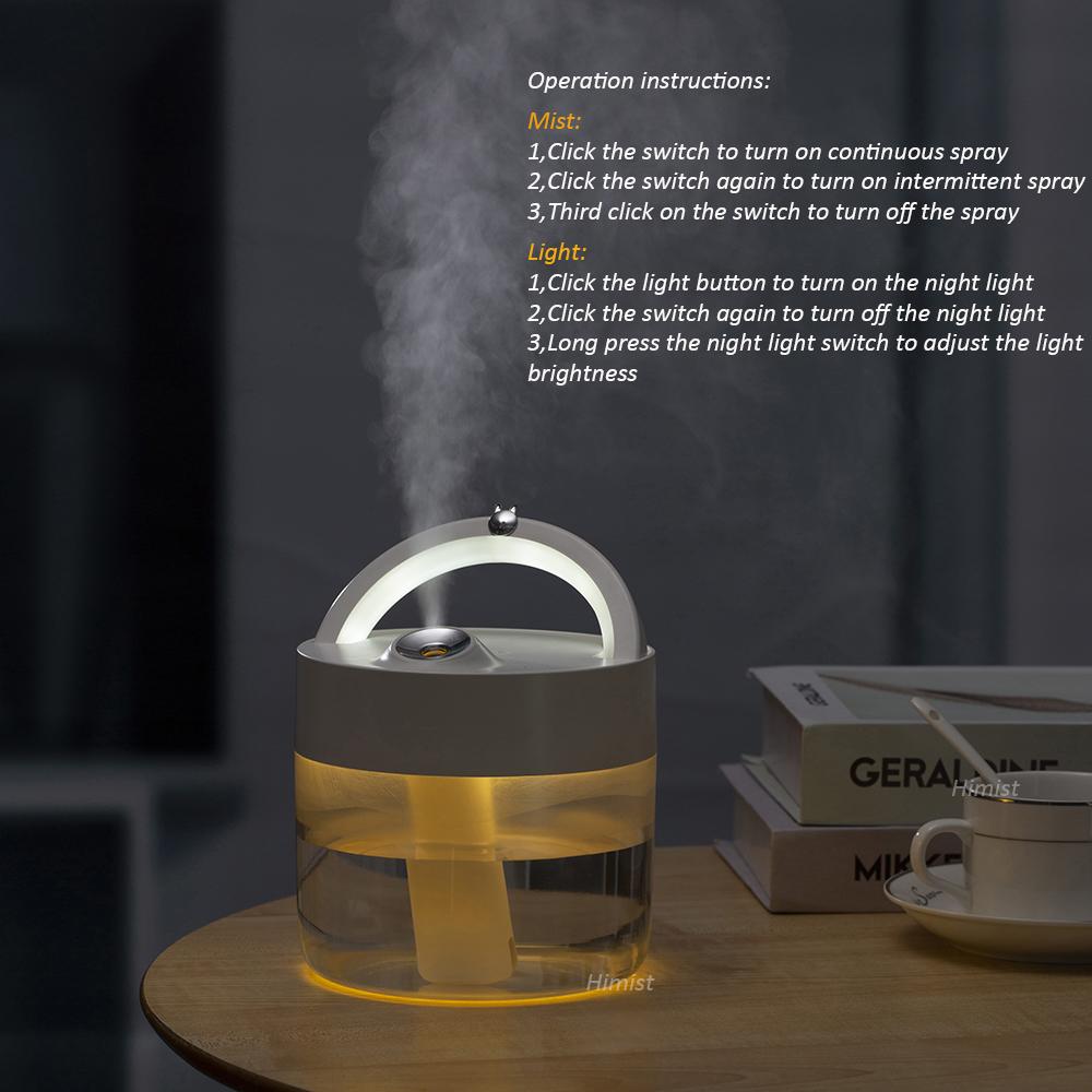 Беспроводной увлажнитель воздуха 1000 мл, водный диффузор, аккумулятор 3000 мАч, перезаряжаемый ультразвуковой генератор холодного тумана, увлажнитель воздуха с USB-портом