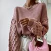 Autumn New Lantern Sleeve Pullover Knitted Sweater Women Fashion Winter Round Neck Sweater Women's Clothing Solid Loose Office Lady Knitwear 24593