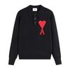 AMI New Polo Collar Knitted Sweater Jacquard Love Couple Woolen Sweater