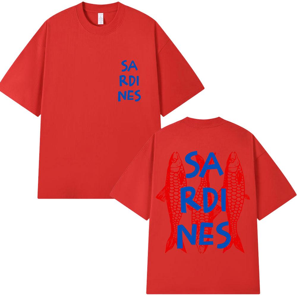 Funny Russian Cartoon Sardines Graphic T Shirt Unisex Women Creativity Popular Fashion Tshirt Y2k Oversized Cotton Casual T Shirts