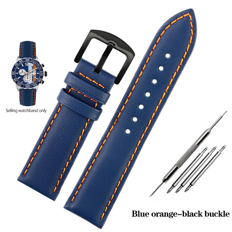 20 22 24mm Fiber Nylon Leather Watchband For TAG Heuer F1 Racing Car Diving Strap Rossini 519955 Mido Canvas Watch Band Bracelet