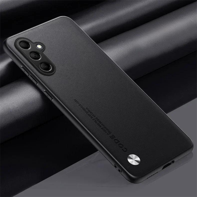 For Galaxy Plain Case A17 Pu Leather Silicone Tpu Protection Cover For Samsung A07 A 17 A56 A36 A16 Shockproof Matte Hard Bumper
