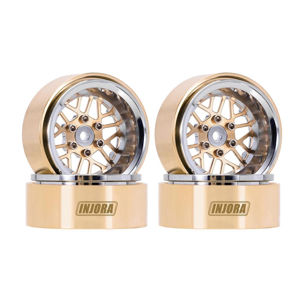INJORA ModuWheel 1.3" Brass & Aluminum Beadlock Wheels, Negative Offset, for 1/18 1/24 RC Crawlers