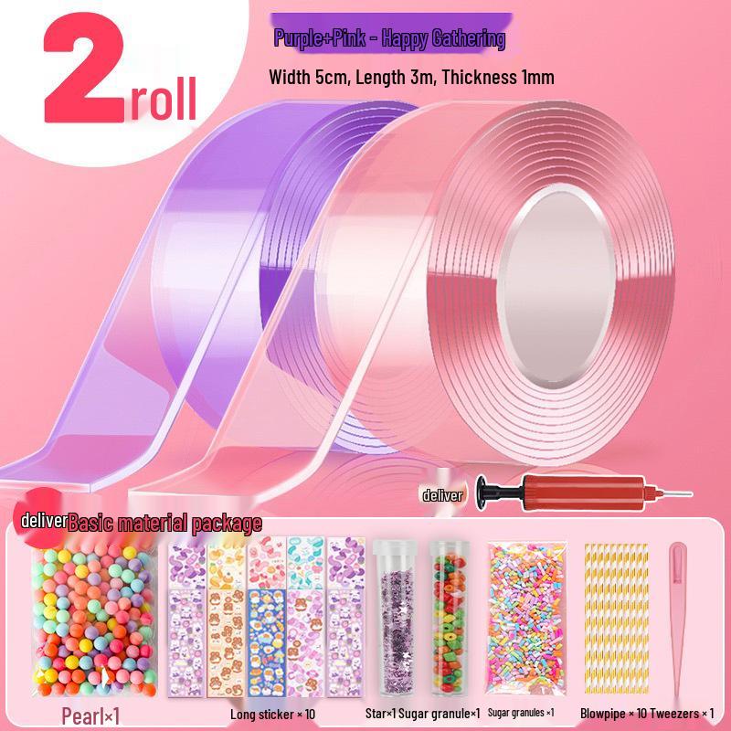 Nano Squishy Bubble Blowing Glue: Double-Sided Tape DIY Set.