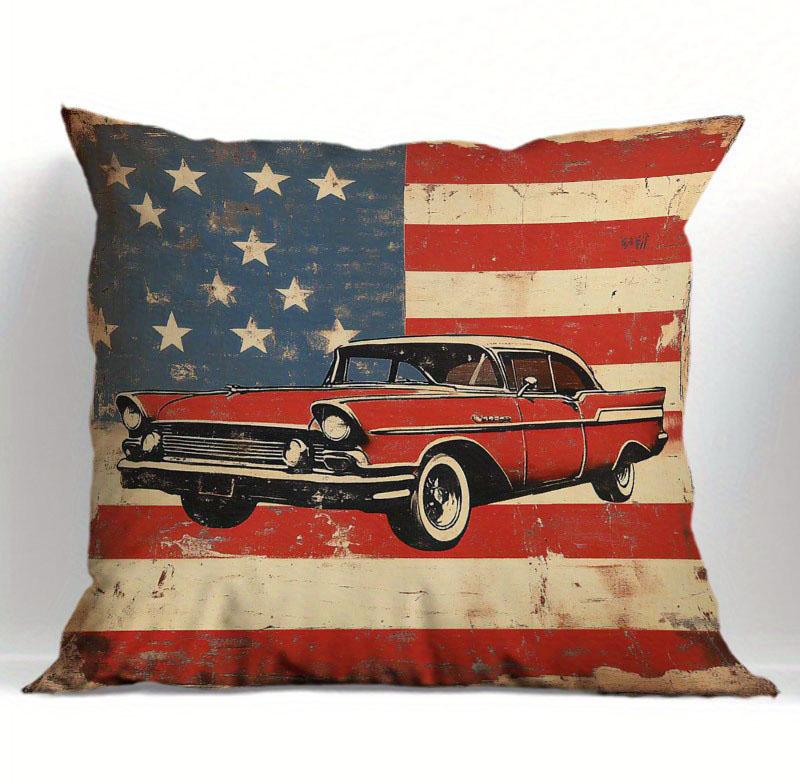 Pc Vintage Route American Flag Pillowcase Decorative Cushion Cover for Office Bedroom Living Room Car Sofa