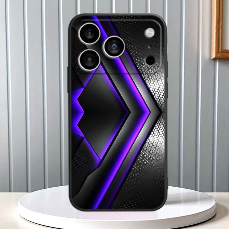 Технологичный чехол для телефона из углеродного волокна 'Art' для Apple iPhone 17 16 16E 15 14 13 12 11 Pro Max Plus Черный Мягкий Силикон