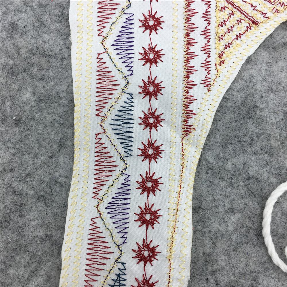 White Ethnic Style Embroidered Lace False Collar Prismatic Pattern Diy Lace-Up Clothing Accessories