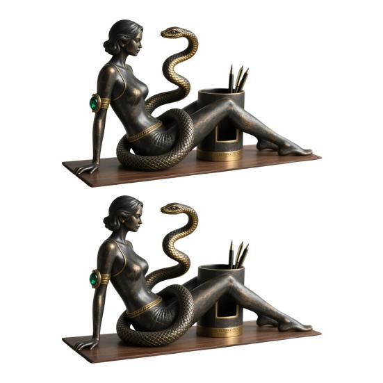 Подставка для ручек в виде змеи, ретро органайзер для стола, стакан для ручек, декоративная подставка для карандашей в виде сексуальной женщины для учебы, спальни, офиса
