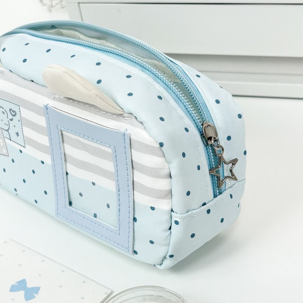 Cat Ear Design Pen Bag Multi-Layer Pencil Pouch Large Capacity Stationery Bag  Gift