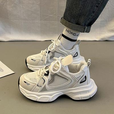 Женские кроссовки весна 2025 новые туфли на платформе сетчатые универсальные дышащие повседневные спортивные туфли женская обувь