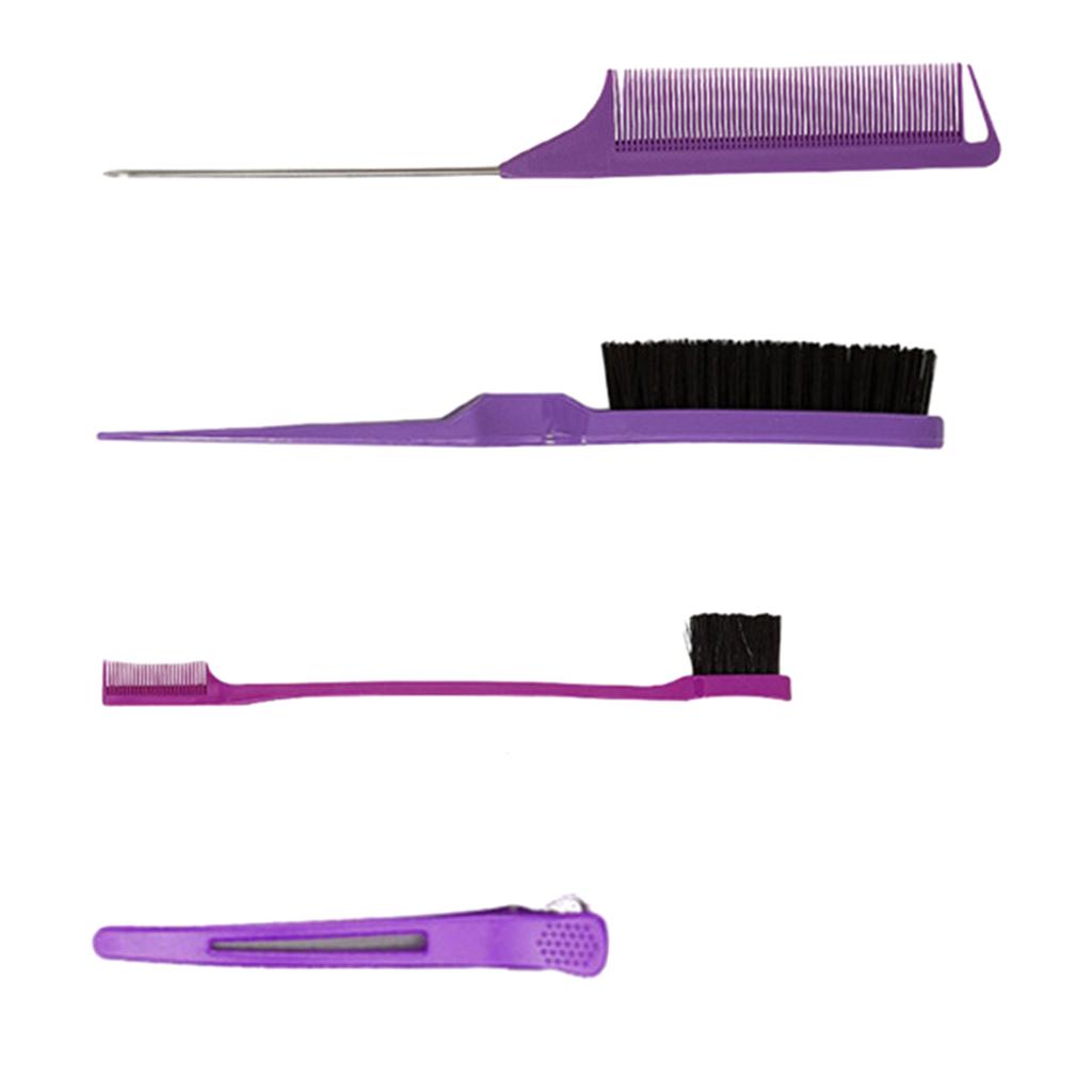 4Pcs Hair Styling Comb Set Teasing Hair Brush Triple Teasing Comb Rat Tail Combs Edge Brush Hair Tail Tools Braid Tool