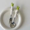 Cute Cartoon Green Onion Stainless Steel Ceramic Tableware Family Spoon And Fork