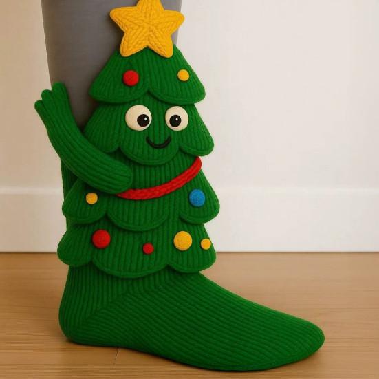 Yousheng 3D Knit Animal Socks Winter Warm Thick Socks with Santa Xmas Tree Animal Hug Socks Christmas Gifts for Kids And Adults