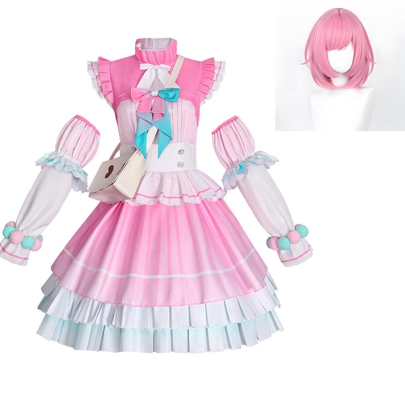 Anime Project Sekai Otori Emu Pink Cherry Soda Dress Cosplay Costume Uniform Sweet Stage Pjsk Emu Otori Halloween Costume Suits