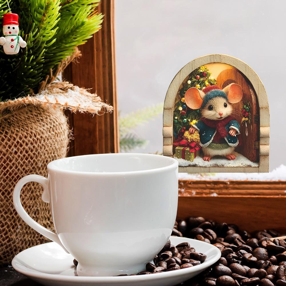 Cute Christmas Small Mouse Wall Stickers Xmas Home Ornaments Noel 2025 Merry Christmas Decor Navidad Happy New Year 2026