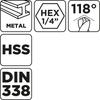 HSS metal drill bits, DIN 338, 4.5 mm, 2 pcs.