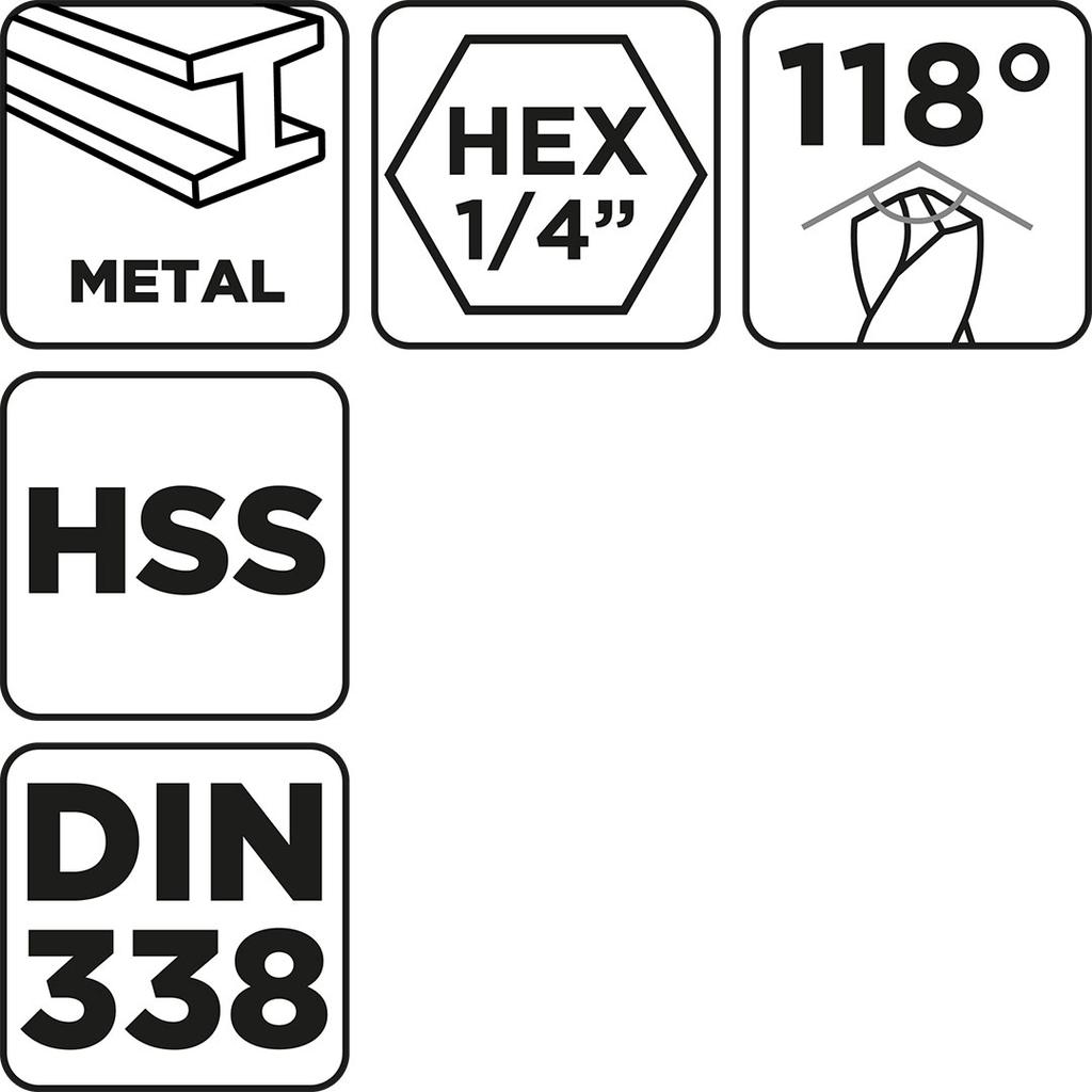 HSS metal drill bits, DIN 338, 4.5 mm, 2 pcs.