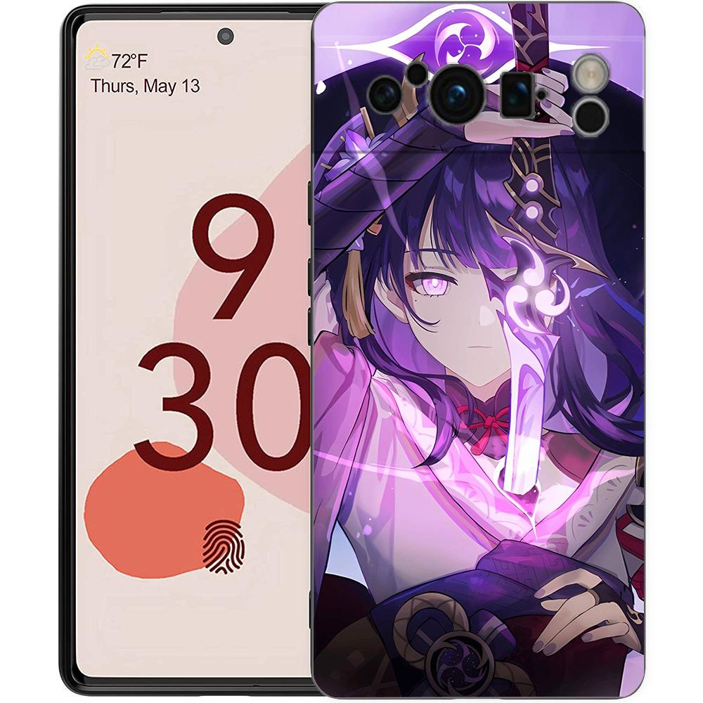 Luxury Phone Case For Google Pixel 10 9 8 9A 8A 7 7A 6 Pro XL 6A 5G Black Soft Back TPU Cover Raiden Shogun Genshin Impact