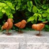 Rusty Metal Bird Figurine Set 3 Pcs Vintage 3D Sculpture Farmhouse Style for Living Room Shelf Art Decor Gift