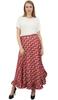 Phagun Женская хлопковая юбка с принтом икат в стиле хиппи, красная юбка с запахом и рюшами