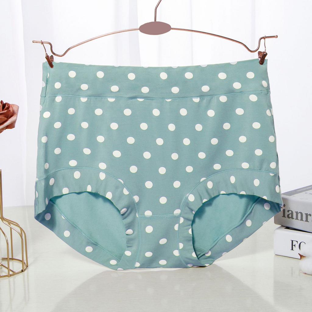 Modal Large Size Panties for Fat Lady Fashion Polka Dot Briefs High Waist Wide Leg Boyshorts Cotton Crotch Underpants