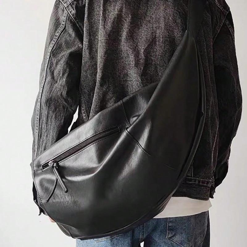 Стильная PU сумка кроссбоди в форме пельменя для мужчин, подходящая для повседневных выходов и нужд большой вместимости