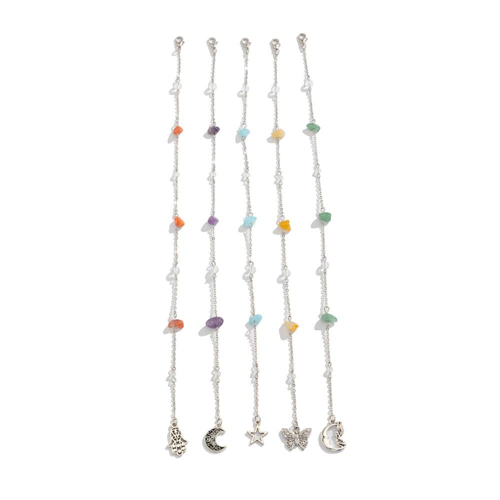 Star Butterfly Moon Pendant Braided Hair Jewelry Acrylic Stone Bead Hair Ring  Ethnic Style