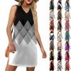 Женский летний повседневный сарафан без рукавов с V-образным вырезом для пляжного отдыха в стиле пэчворк с цветными блоками