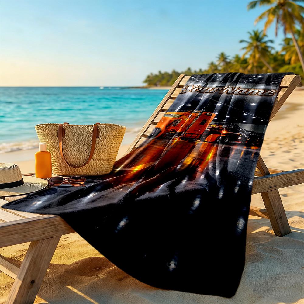 Kw Heavy Trucks Customize Your Name Beach Towel High Absorbency & Quick-Dry Perfect for Traveling Yoga Camping and Swimming