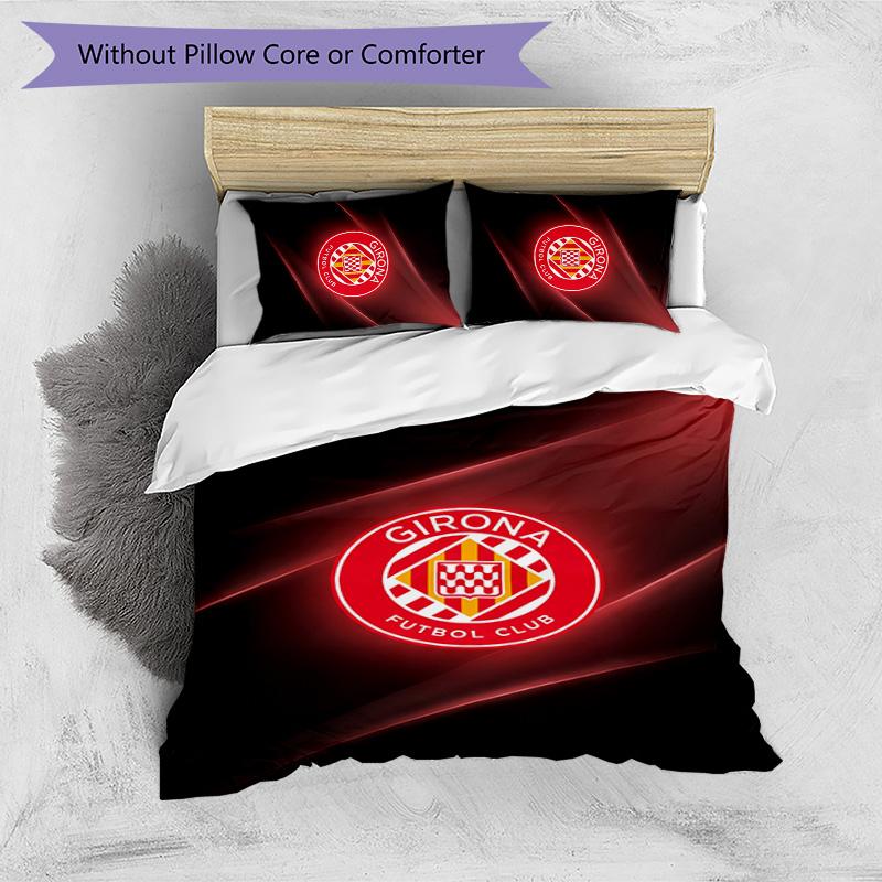 Girona FC Printed 3PCS Bedding Set Breathable Duvet Cover with Pillowcases Decorative Bed Linen for Bedroom Home