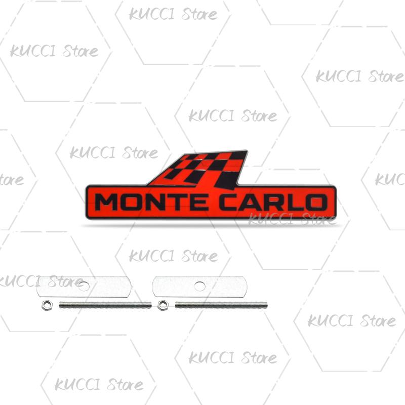 FSNK8 Alloy Metal Monte Carlo Racing Flag Grille Emblem Rear Trunk Badge Sticker For Skoda Fabia Octavia Kodiaq Superb VRS Kamiq Rapid