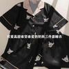 YD Home Furnishing New Ice Silk Dou Puppy Short Sleeve Three-piece Pajamas Women's Spring and Autumn Silk Summer Suit