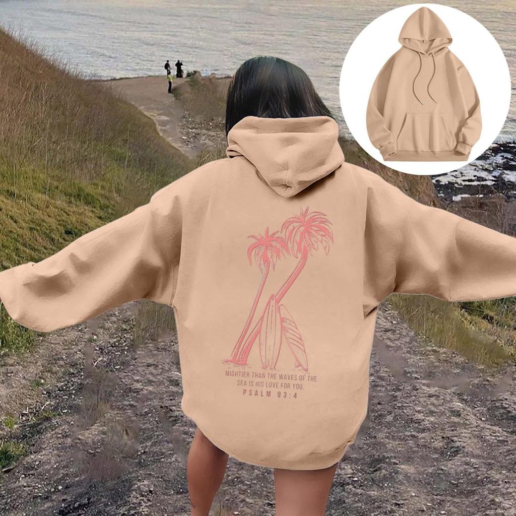 Женская модная толстовка с длинным рукавом, принтом букв, капюшоном, завязками, большим карманом, толстовка сверху