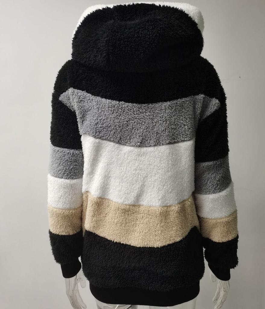 Женское зимнее пальто с капюшоном, теплая плюшевая куртка с длинными рукавами, пальто, свободные зимние топы на молнии, флисовая верхняя одежда